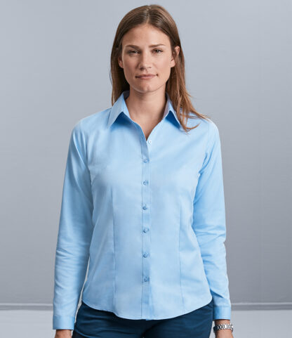 962F Ladies Long Sleeve Herringbone Shirt